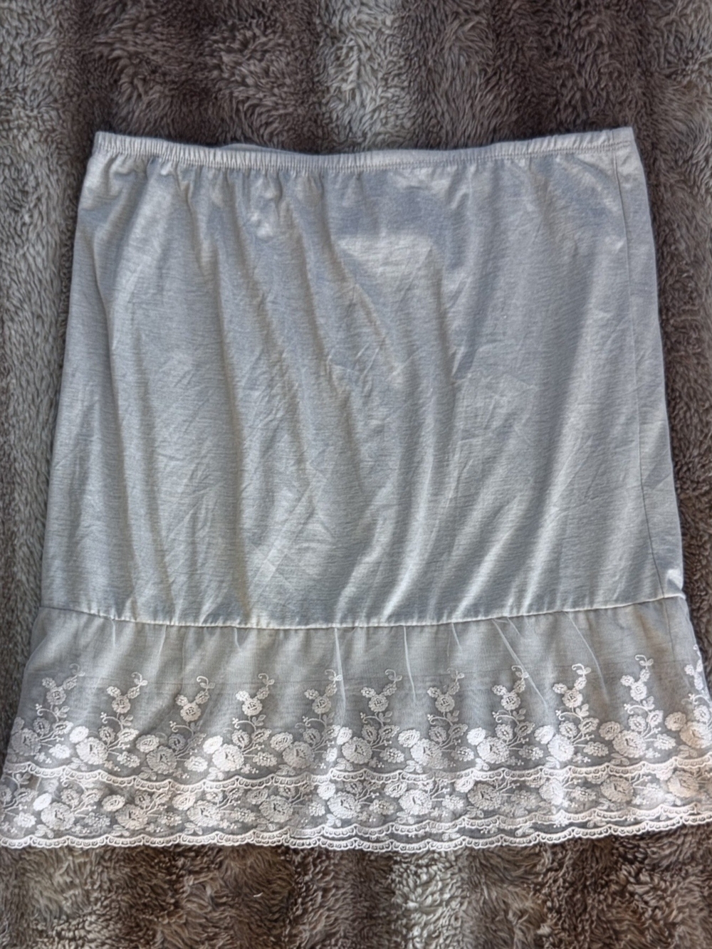 NWOT Melody Beige Floral Lace Trim Slip Skirt Extender M